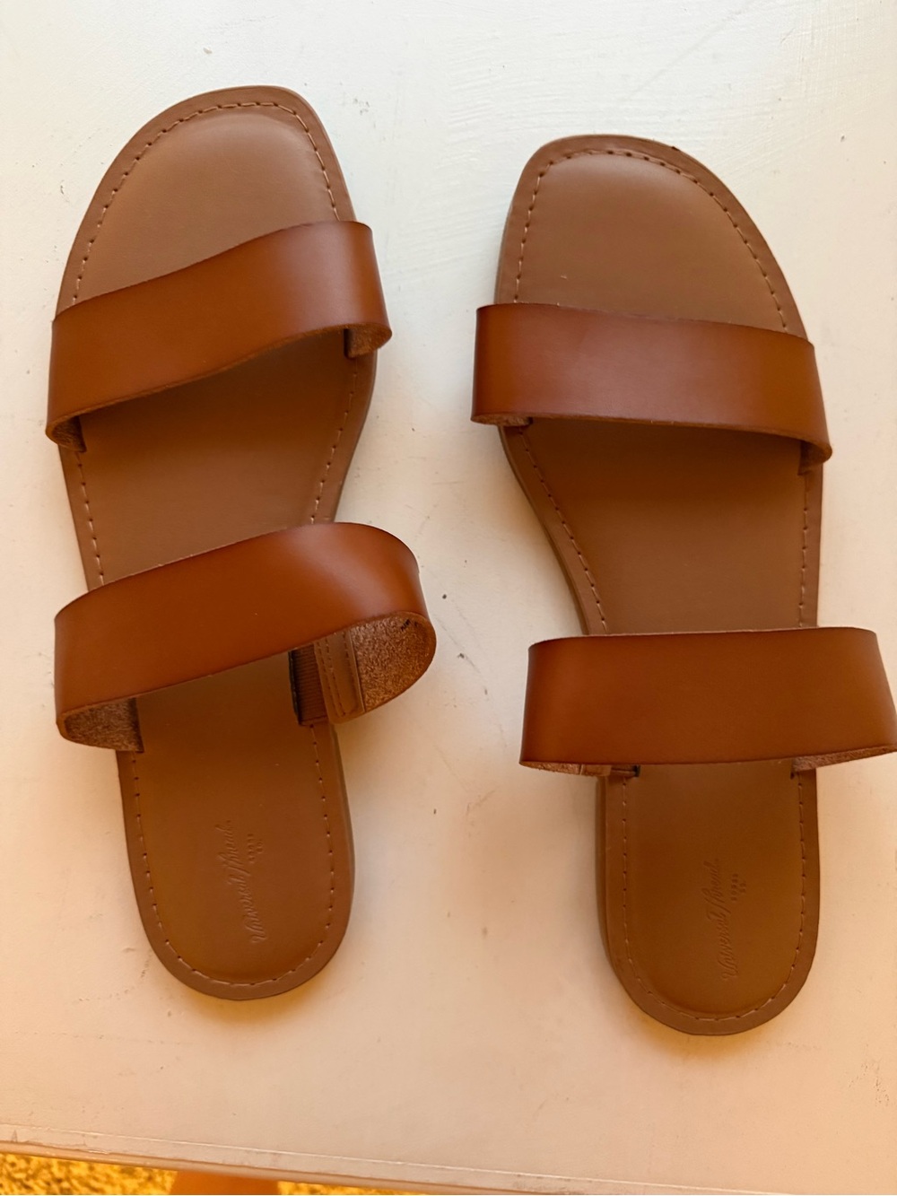 Universal Thread Tan Double-Strap Slide Sandals